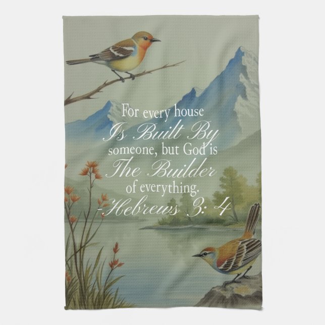 Hebrews 3:4 God the Builder Scripture | Christian  Kitchen Towel (Vertical)