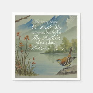 Hebrews 3:4 God the Builder Scripture Christian Napkin