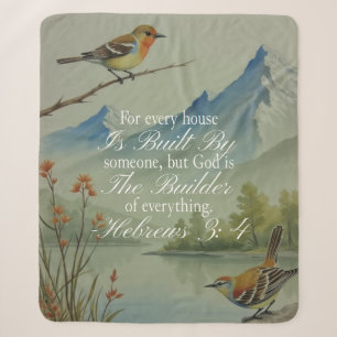 Hebrews 3:4 God the Builder Scripture Christian Sherpa Blanket