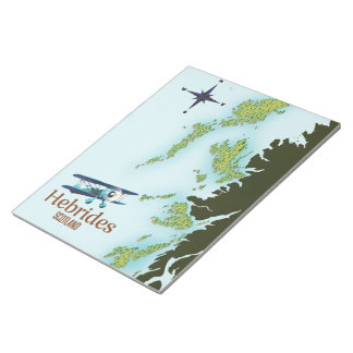 Hebrides Scotland travel map. Notepad