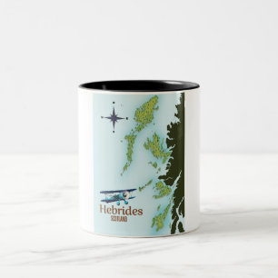 Hebrides Scotland travel map. Two-Tone Coffee Mug