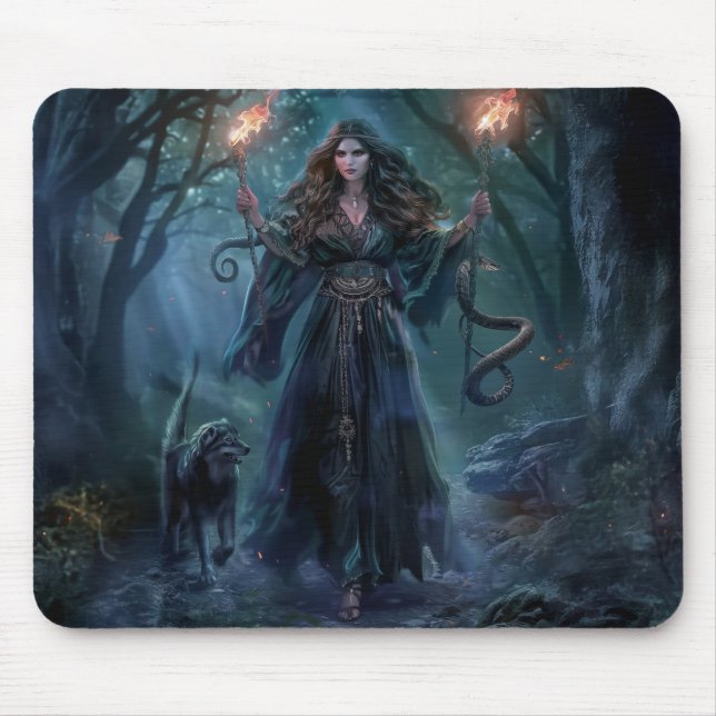 Hecate Goddess of Witchcraft Triple Moon Goddess 3 Mouse Pad (Front)