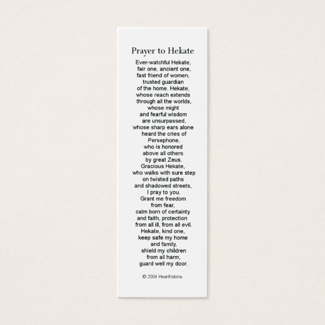Hecate (Hekate) Prayer Card (Front)