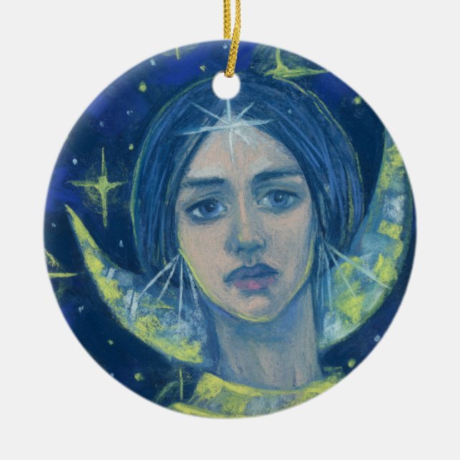 Hecate, Moon goddess, pastel painting, fantasy art Ceramic Ornament (Front)