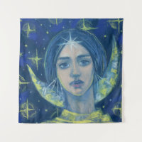 Hecate, Moon goddess, pastel painting, fantasy art