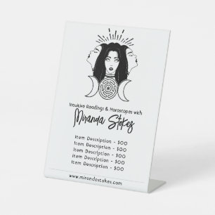 Hecate Moon Phases Black & White Price List Pedestal Sign