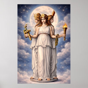 Hecate Triple Goddess Celestial Moon Art – myth Poster