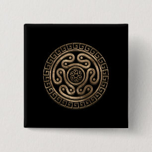Hecate Wheel Black and Gold 2 Inch Square Button