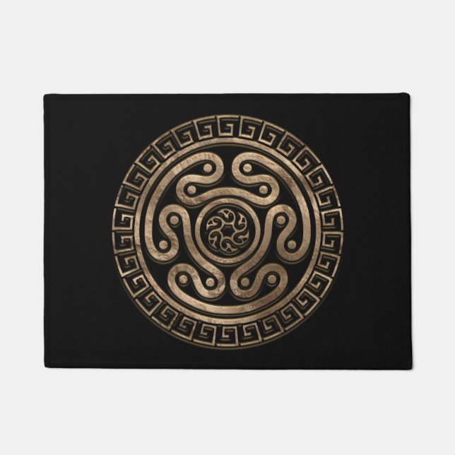 Hecate Wheel Black and Gold Doormat (Front)