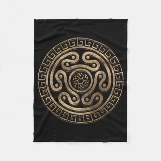 Hecate Wheel Black and Gold Fleece Blanket (Front)
