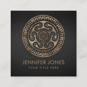 Hecate Wheel Black and Gold Square Business Card