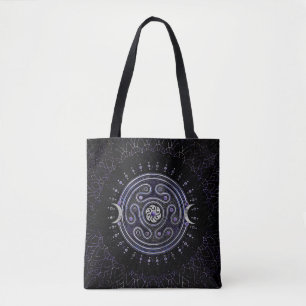 Hecate Wheel Ornament with Amethyst and Silver Tote Bag