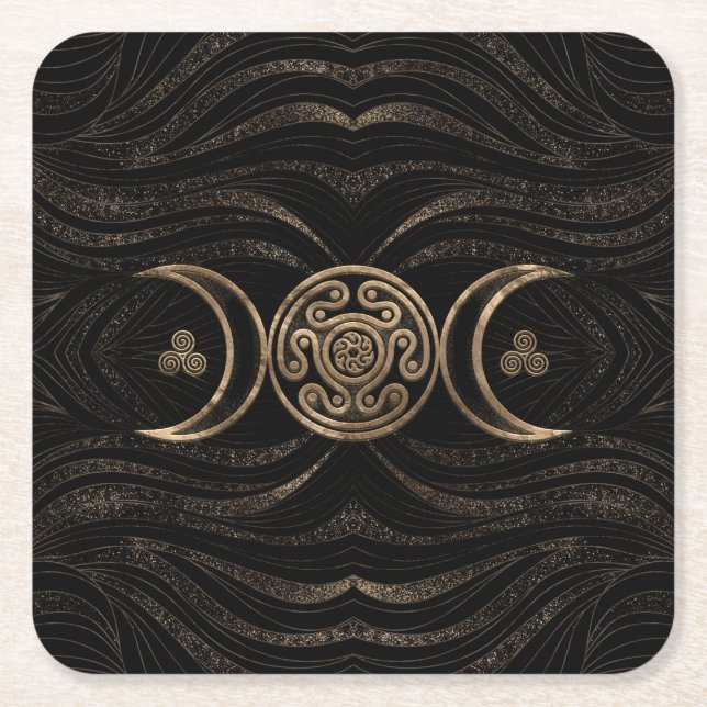 Hecate Wheel Triple Moon Square Paper Coaster (Front)