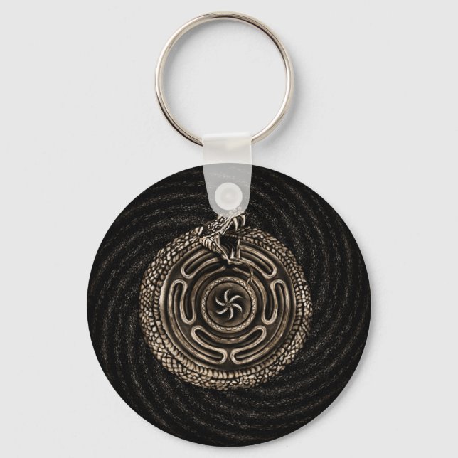 Hecate Wheel with ouroboros Keychain (Front)