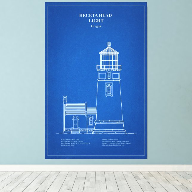 Heceta Head Lighthouse - Oregon – AD Canvas Print (Insitu(Wood Floor))