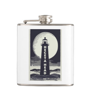 Heceta Head Lighthouse Oregon Moon Hip Flask