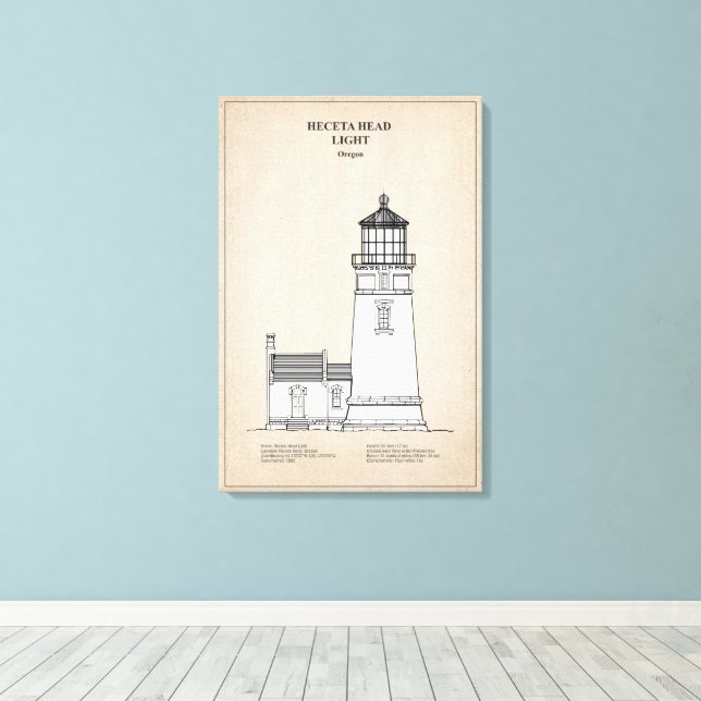 Heceta Head Lighthouse - Oregon - SBD Canvas Print (Insitu(Wood Floor))