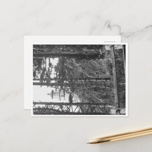 Heceta Head Lighthouse Postcard b&w (Front/Back In Situ)