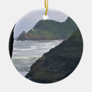 Heceta Head Lighthouse & Sea Lions, OR Ceramic Ornament