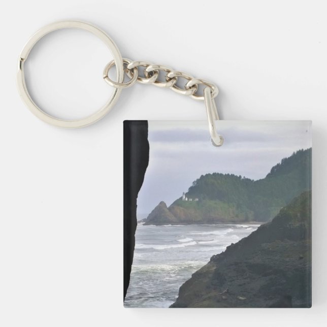 Heceta Head Lighthouse & Sea Lions, OR Keychain (Front)
