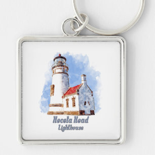 Heceta Head Lighthouse Watercolor - Oregon Keychain