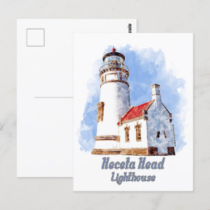 Heceta Head Lighthouse Watercolor - Oregon Postcard
