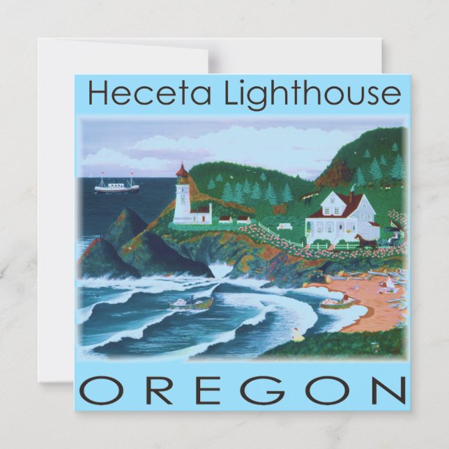 Heceta Lighthouse Magnetic Invitation (Front)