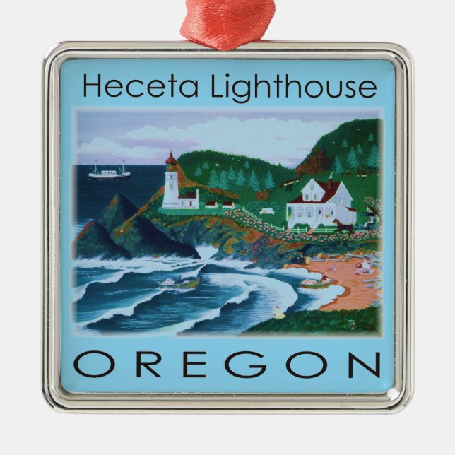 Heceta Lighthouse Metal Ornament (Front)