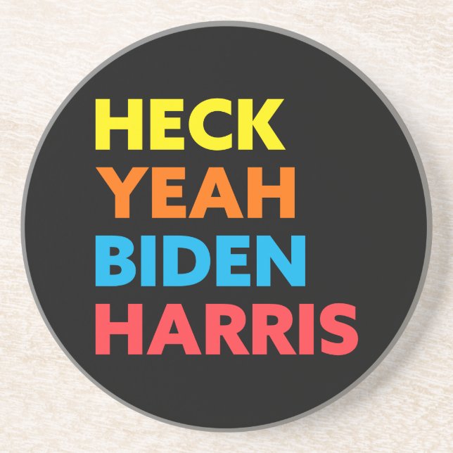 Heck Yeah Biden Harris Custom Colours Black Coaster (Front)