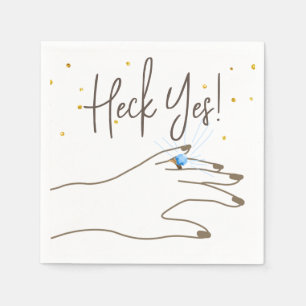 Heck Yes! Female Hand and Ring Engagement Party Napkin