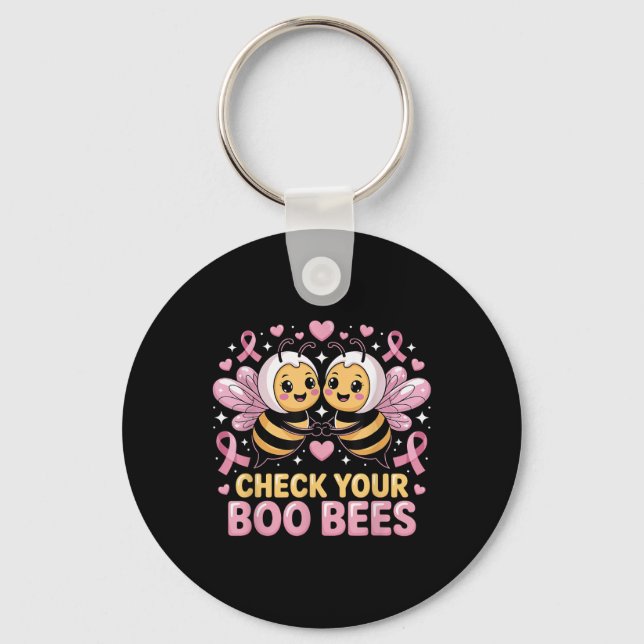 Heck Your Boo Bees Cute Breast Cancer Awareness De Keychain (Front)