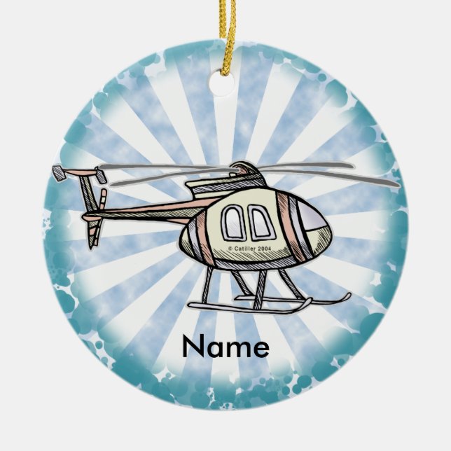 Hectic Helicopter  Ceramic Ornament (Front)