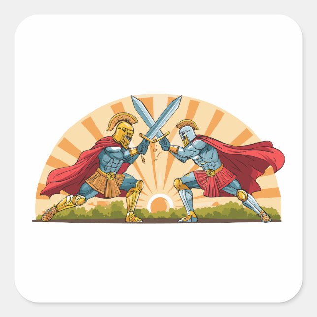 Hector and Achilles Square Sticker (Front)