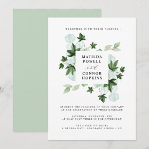 Hedera   Green Ivy Eucalyptus Botanical Wedding Invitation