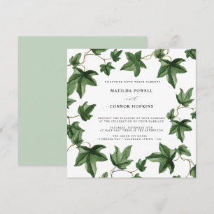 Hedera Green Ivy Leaves Botanical Wedding Invitation