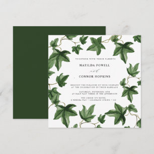 Hedera   Green Ivy Leaves Forest Botanical Wedding Invitation