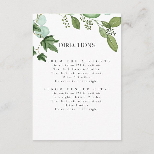 Hedera | Ivy Leaves Chic  WEDDING Directions Enclosure Card (Front)