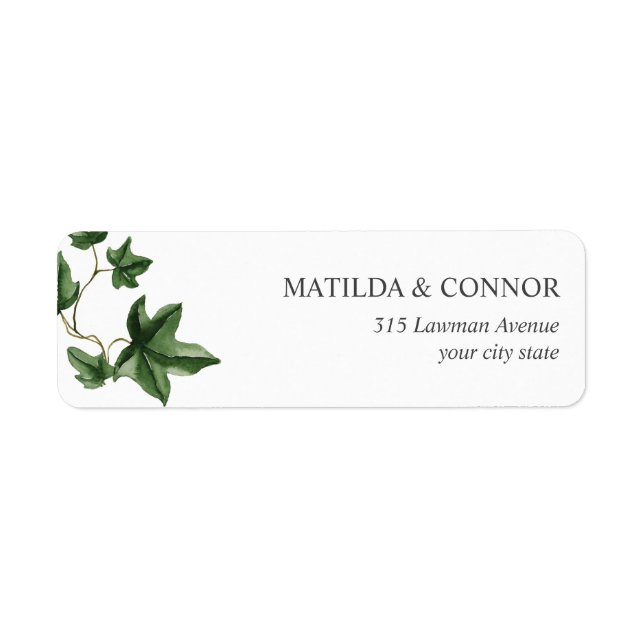 Hedera Ivy leaves personalized address wedding (Front)