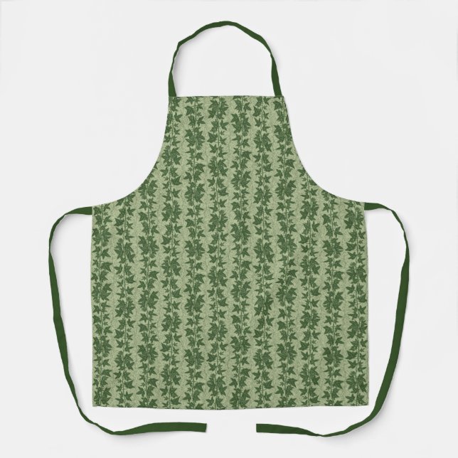 Hedera Ivy Vines - botanical green D_L pattern. Apron (Front)