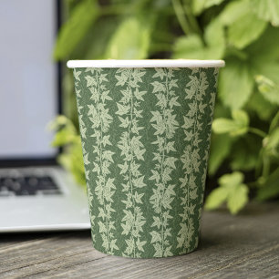Hedera Ivy Vines - botanical green L_D pattern. Paper Cups
