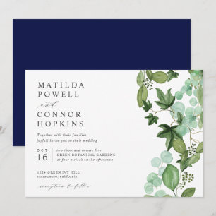 Hedera Modern IVY Blue Garden Botanical Wedding Invitation