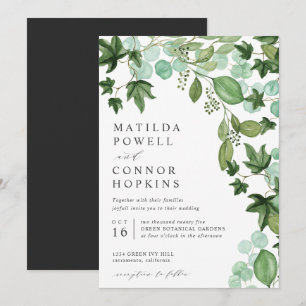 Hedera   Modern IVY Eucalyptus Botanical Wedding Invitation