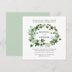 Hedera    Sage Ivy Frame Botanical  Wedding Invitation