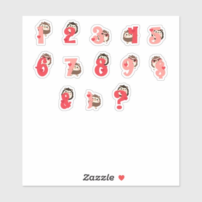 Hedge Hugs Number Stickers | Cute Hedgehog Letter  (Sheet)