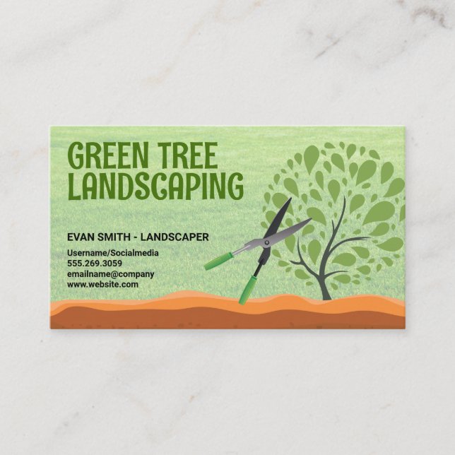 Hedge Trimmers | Landscaper | Grass | Tree Business Card (Front)