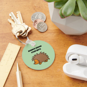 Hedge Your Bets Hedgehog Funny Gambling Cartoon Keychain
