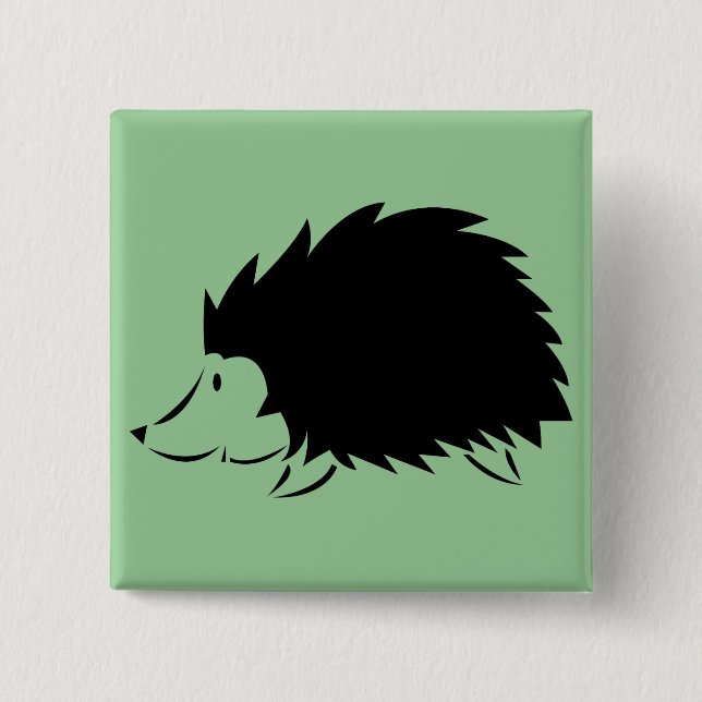 Hedgehog 2 Inch Square Button (Front)