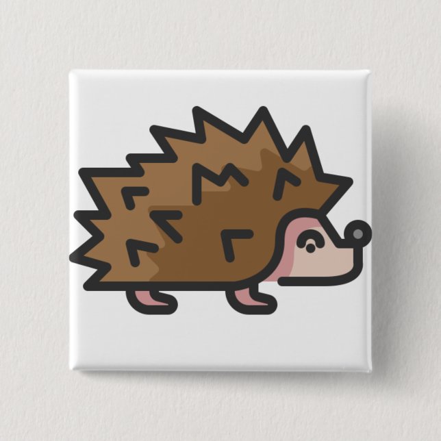 hedgehog 2 inch square button (Front)