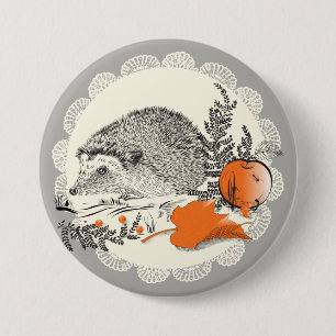 Hedgehog 3 Inch Round Button