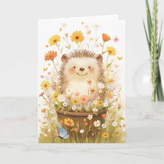 Hedgehog Among the Daisies Card (Front)